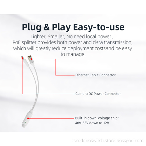Waterproof 10/100Mbps PoE Splitter with 12v 2A output isolator for surveillance camera